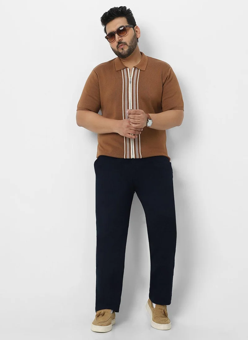 Urbano Fashion  Urbano Plus Men's Navy Blue Cotton Regular Fit Casual Chino Pants Stretch for Men | Best Price UAE
